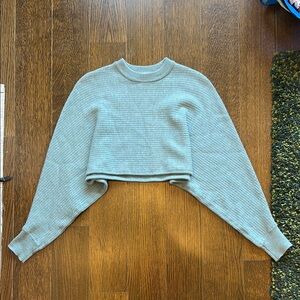 Wilfred Free Sage Green Cropped Bat Wing Sleeve Sweater